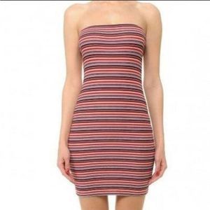 AMBIANCE Vintage Y2K 90s 2000s Striped Jersey Sleeveless Tube Dress‎ Size M